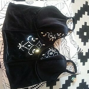 Cacique Bustier, velvet and rhinestone